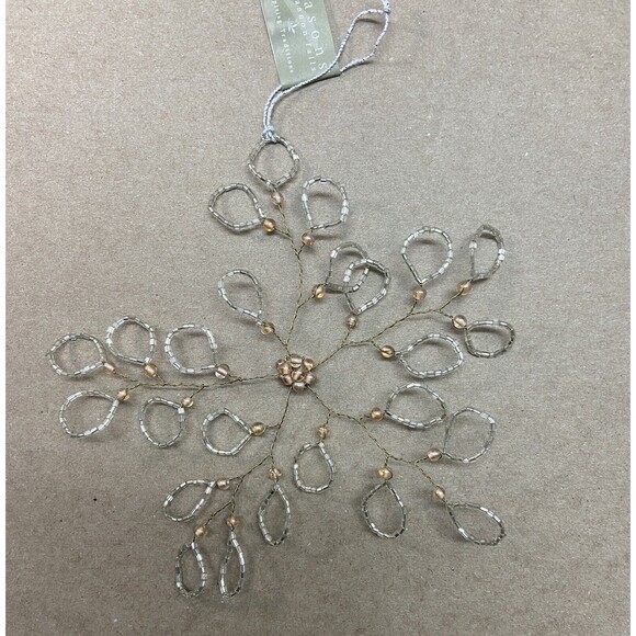 Seasons of Cannon Falls Ornaments Glass & Wire Beaded Snowflake Assorted 3pc - Picture 8 of 12